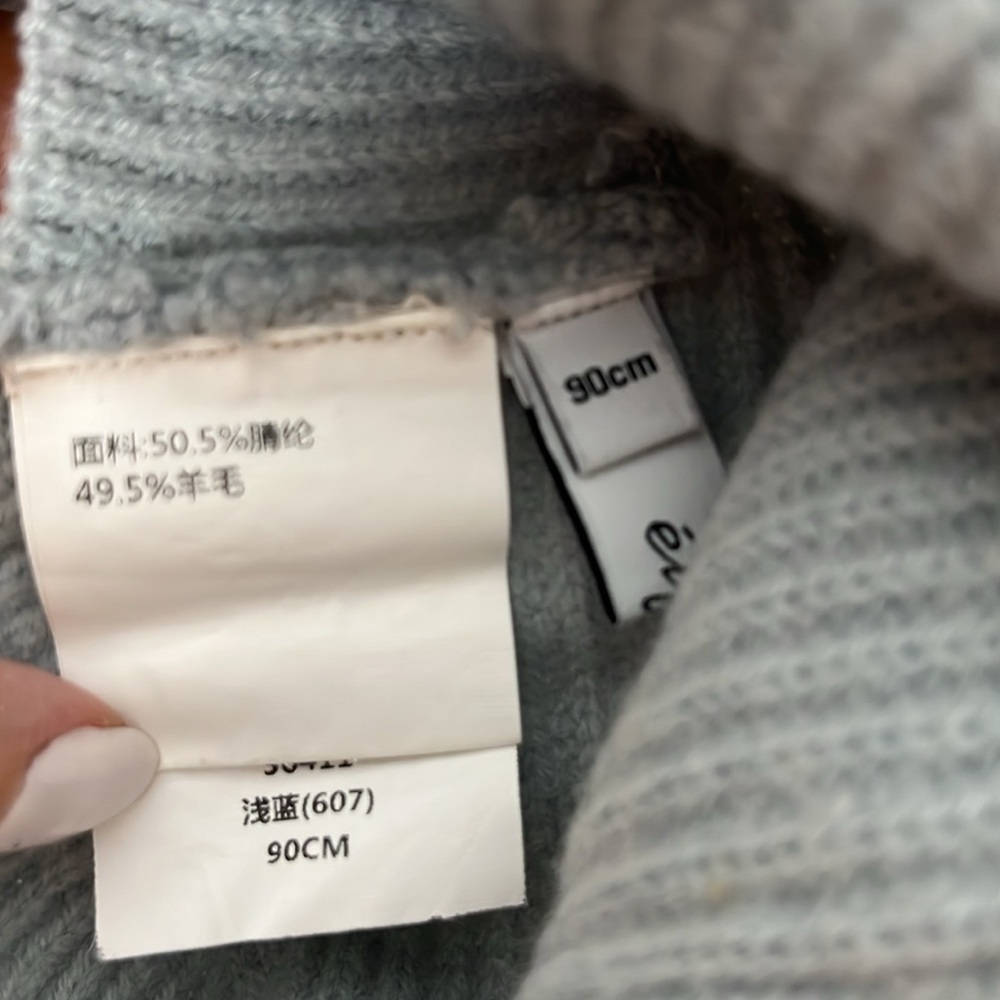 Aqua High-Low Mock Neck Ribbed Wool Blend Sweater Sage Green Size M - Picture 6 of 12